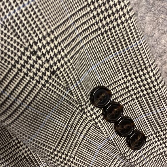 Lauren Ralph Lauren Men’s Sports Coat Jacket Beige Brown Blue Glen Plaid 44R 697 - Picture 9 of 9